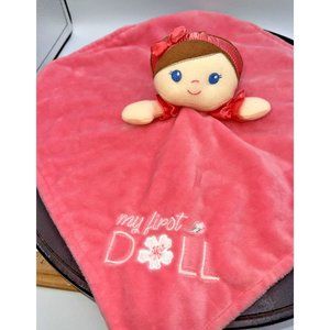 Baby Starters "My First Doll" Lovey Hot Pink Baby Security Blanket 13x13"